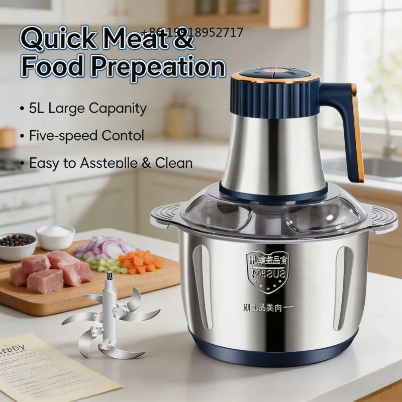Baby Food Grinder - 304 Stainless Steel 5L Electric Meat