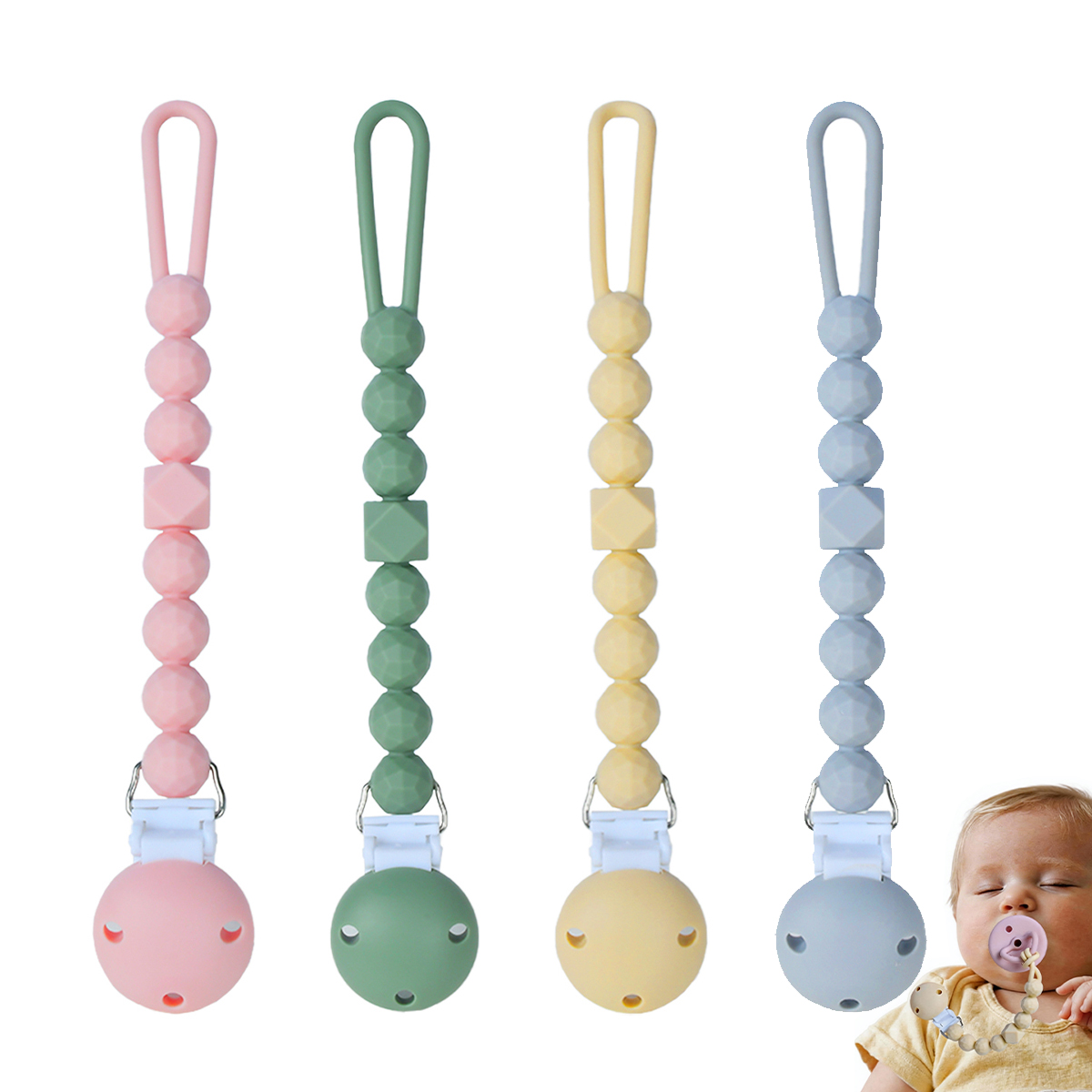 Baby Food Pacifier - Baby Silicone Pacifier Anti-Drop Chain, Food-Grade