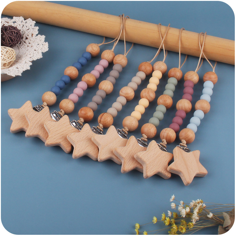 New Wooden Star Teether Clip P - Baby Food Pacifier recension och pris