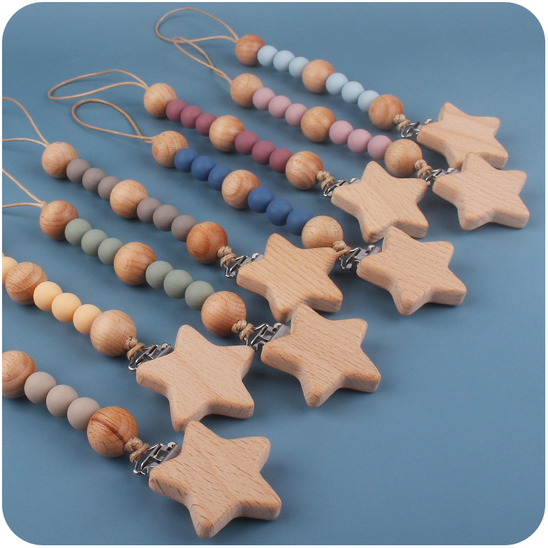 New Wooden Star Teether Clip P - Baby Food Pacifier recension och pris