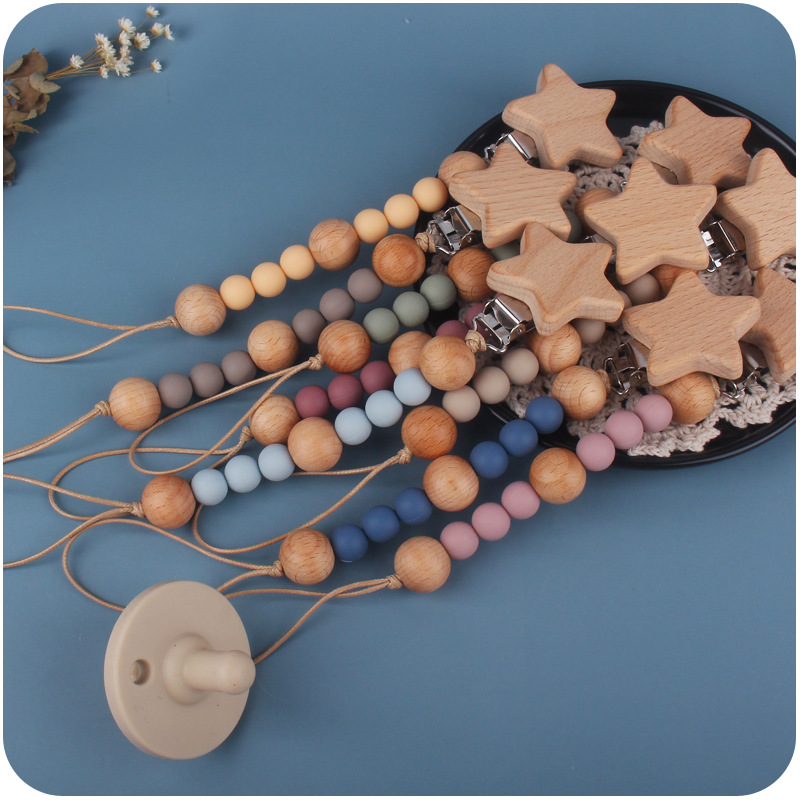 New Wooden Star Teether Clip P - Baby Food Pacifier recension och pris